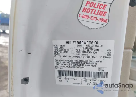 2011 Ford Escape Limited из США, поврежденный, VIN 1FMCU0EG9BKC69527